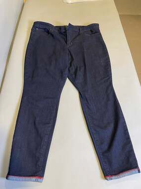 GAP Womens Legging Jeans Size 18/34R Dark Wash Red Cuffs